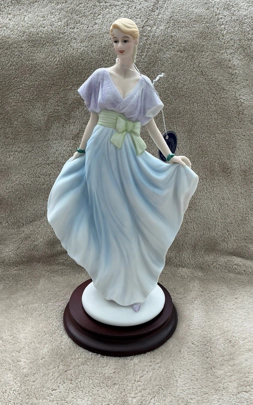 Vintage 1988 Valentino Collection Porcelain Bisque Figurine Elegant Lady Fashion