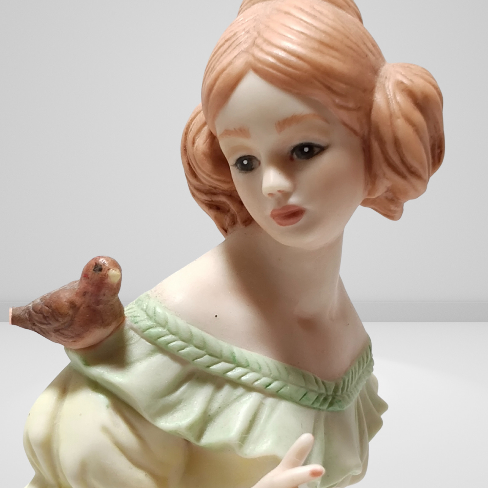 Vintage Victorian Lady Figurine Set – Elegant Lady Reading & Girl w/ Bird Statue