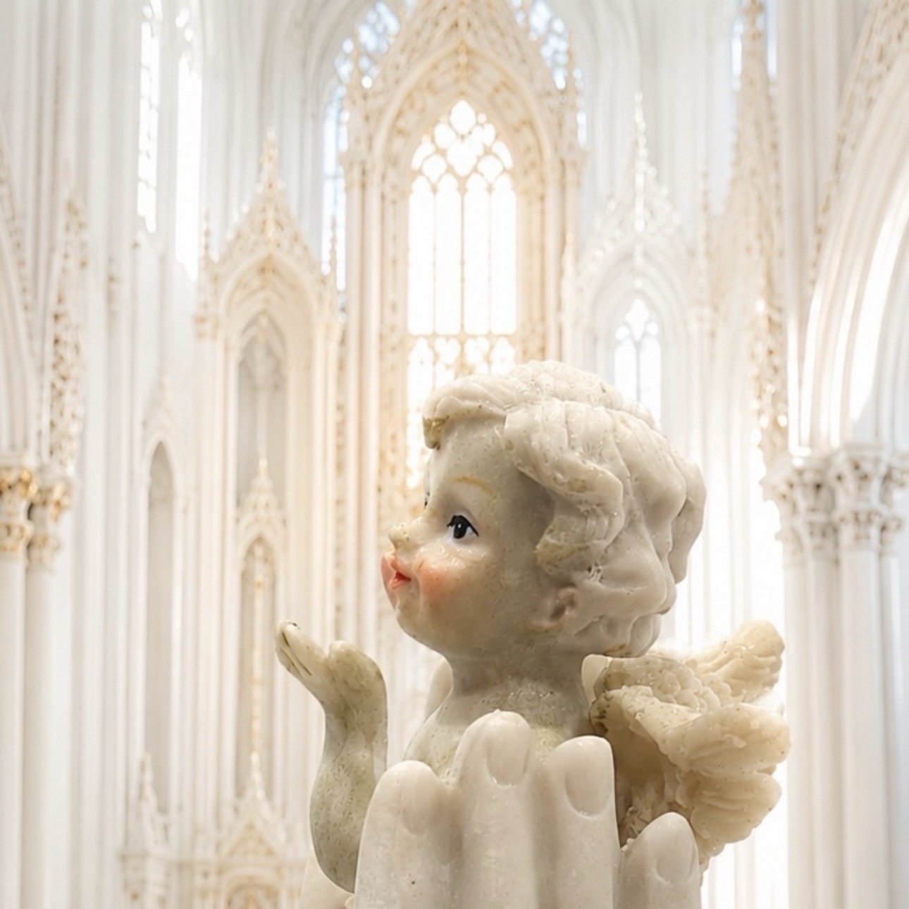 Original Vintage Bisque Porcelain Angel Cupid Cherub Figure Fine Art Antique 5”
