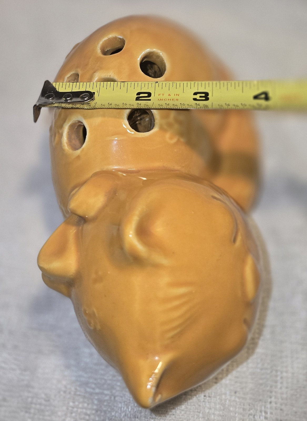 Vintage Italian Ceramic Cat Flower Frog / Potpourri Holder. Made In ITALY