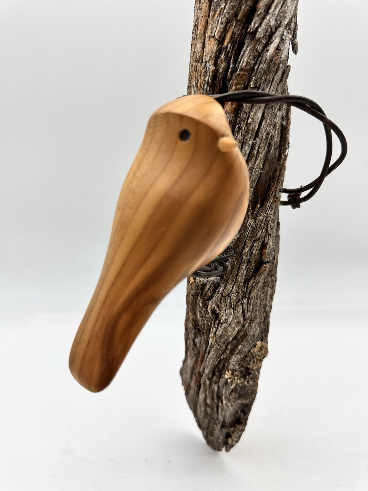 Hand Carved Wooden Bird On A Branch Wall Sculpture Folk Art Signed 13”