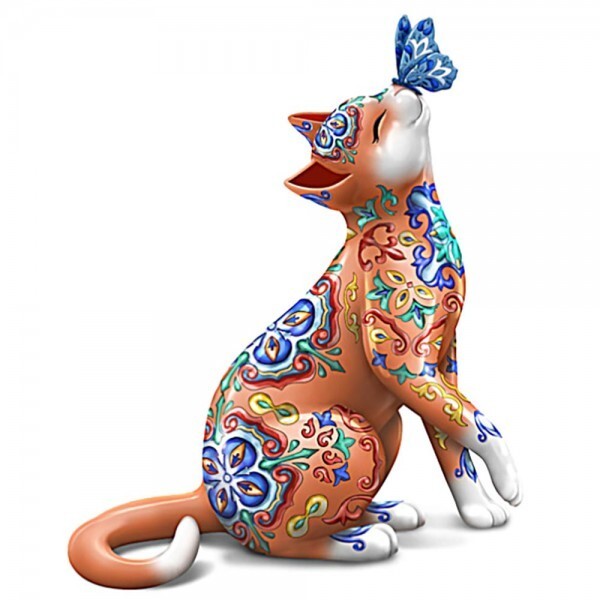 Paws-Itively Playful Talavera-Inspired CAT Figurine by Blake Jensen NEW