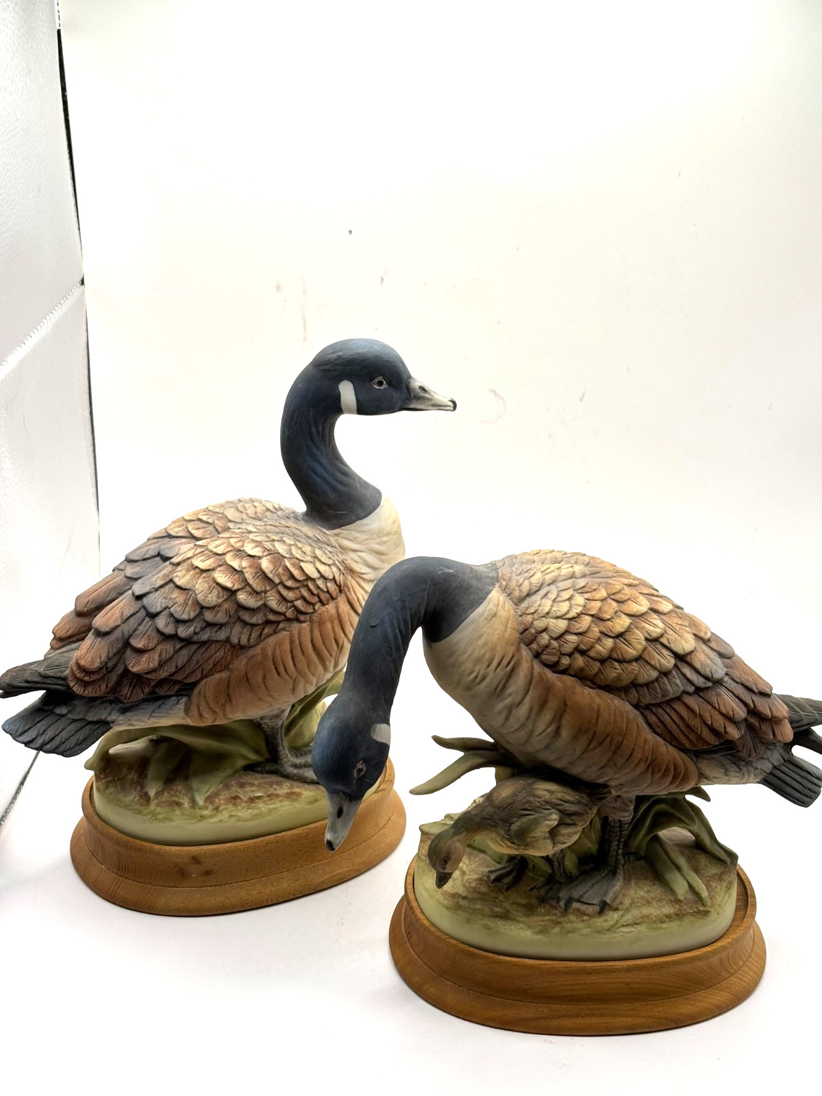 Two Hand Painted Canada Geese Andrea by Sadek Figurines Japan
