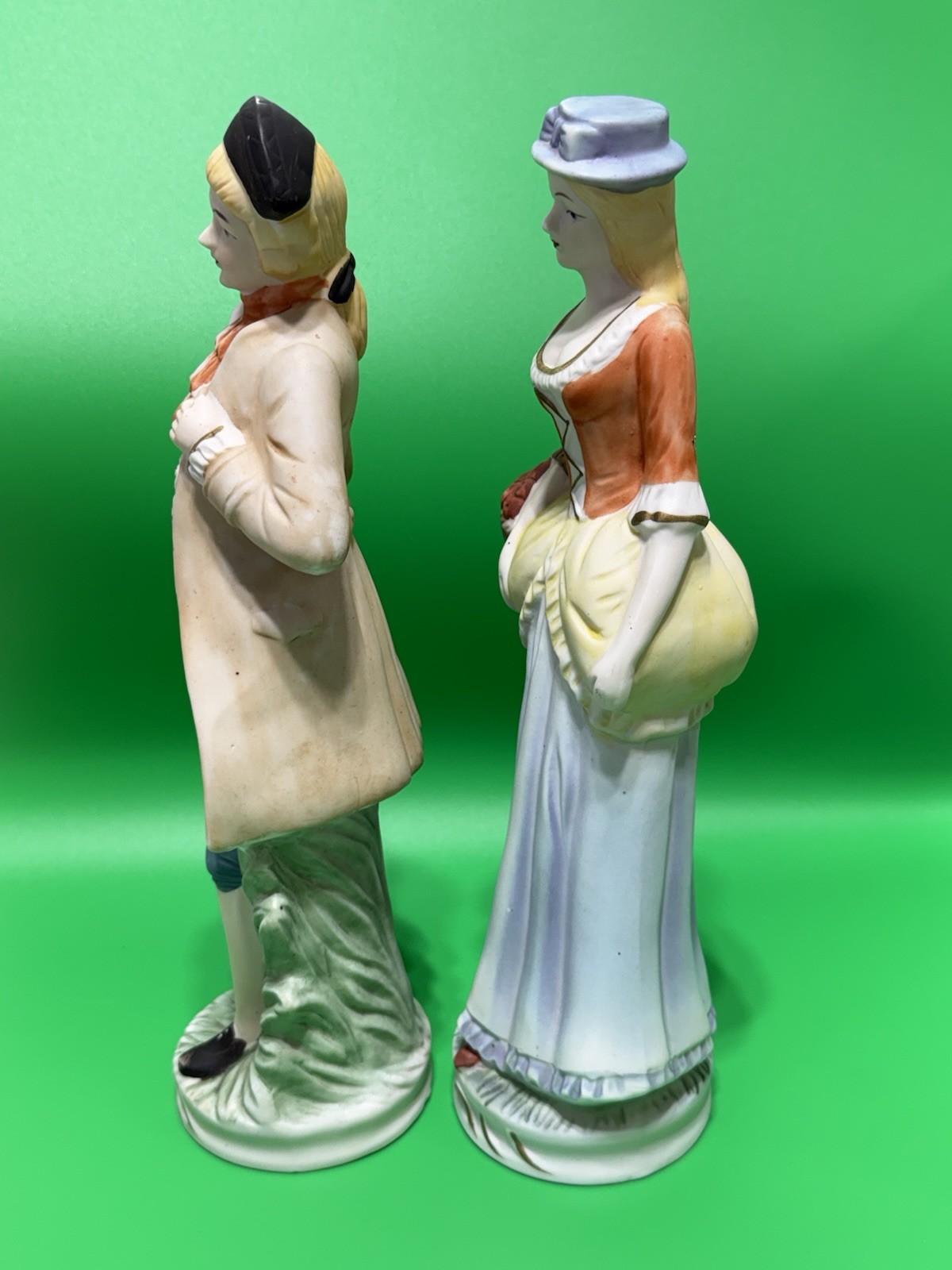 Flambro Colonial Couple Porcelain Figurines Set Taiwan Vintage Man Woman Decor