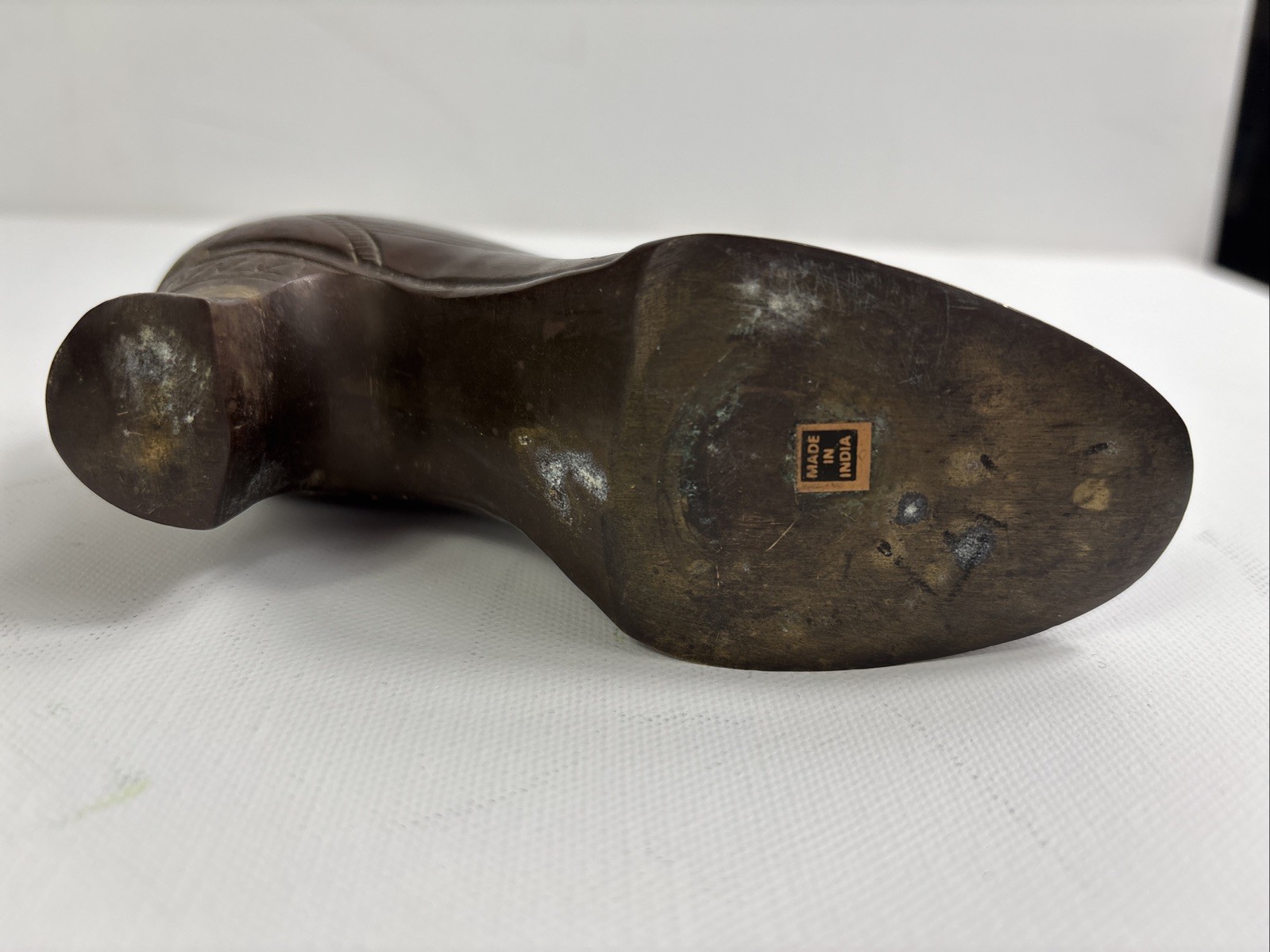 BRASS High Heeled Shoe Figurine Vintage Shoe 5″ X 2.75″