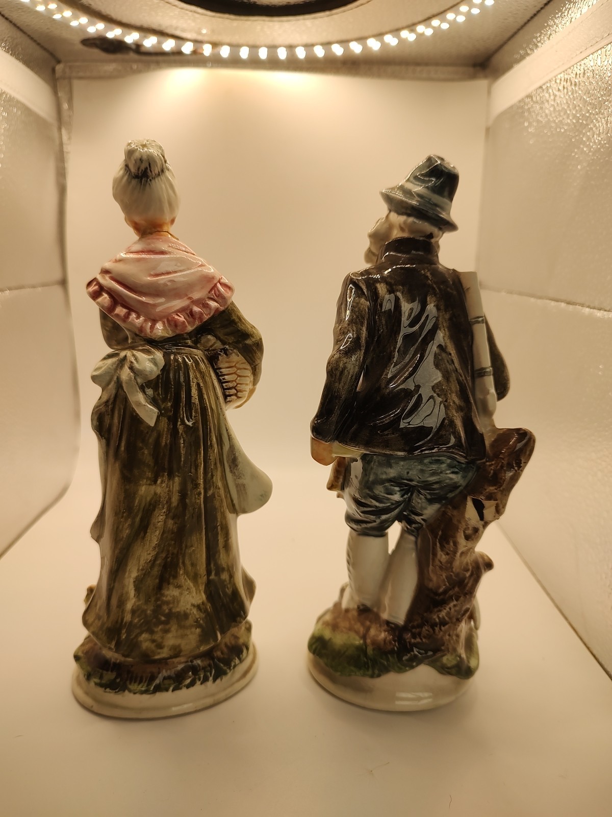 Vintage Peasant Farmer Woodsman & Wife Bisque Finish Figurine