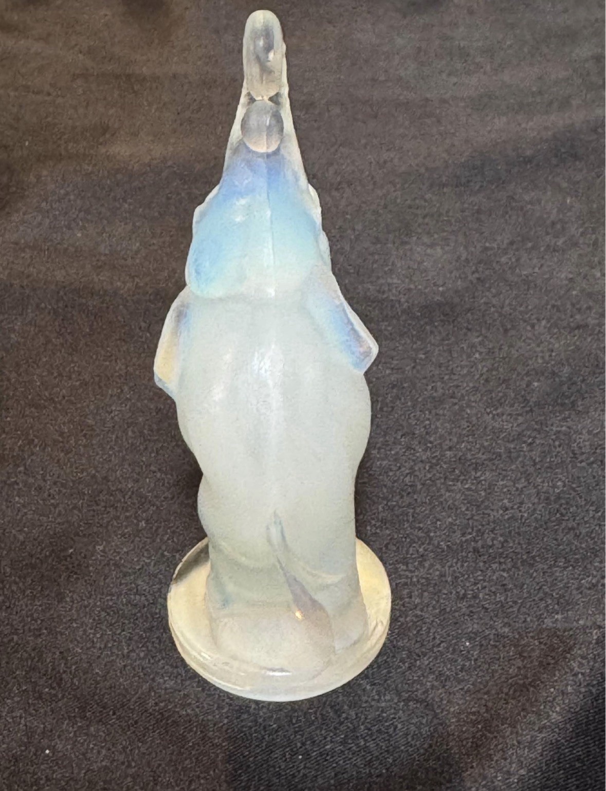 Sabino France Opalescent Art Glass Elephant Figurine Raised Trunk Label 2.25″