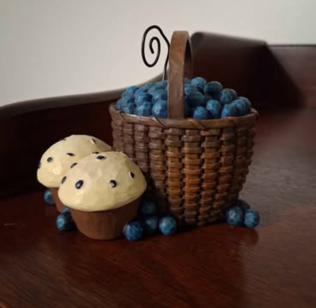 Rare Retired Blossom Bucket Basket Berries Muffins Card Holder by Mary Ann June
