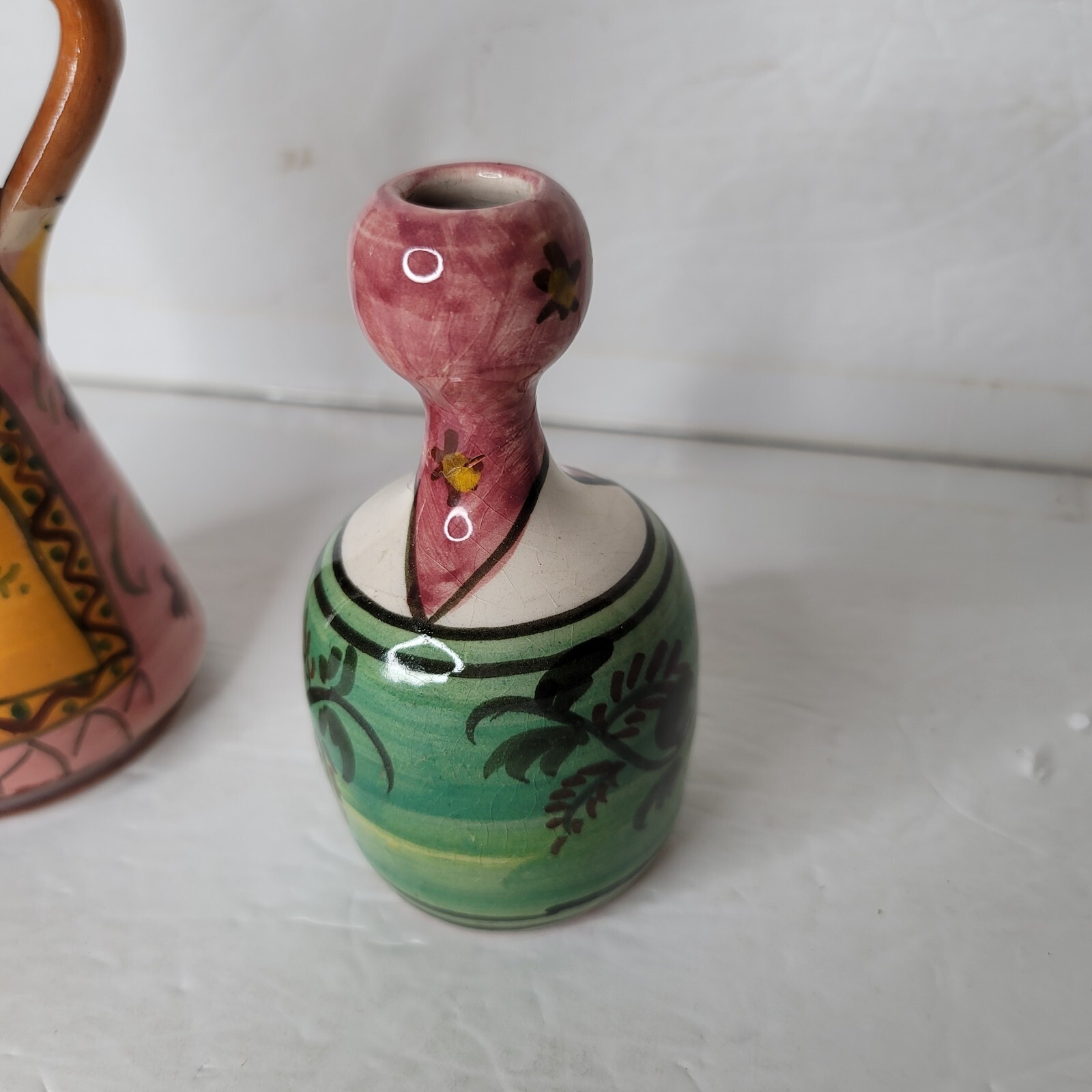 2 Vintage Small Redware Women Figurines Mexico? Italy? Appx 9 and 5″ Tall