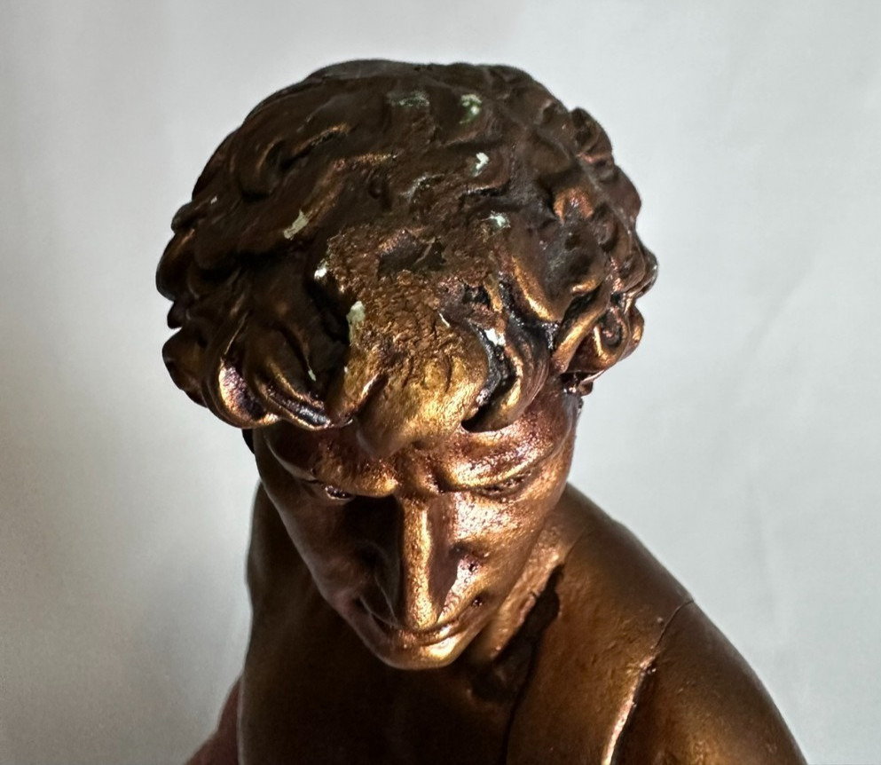 VTG A Santini Italy David Statue 16″ Bronze Tone Michelangelo Sculpture Figure