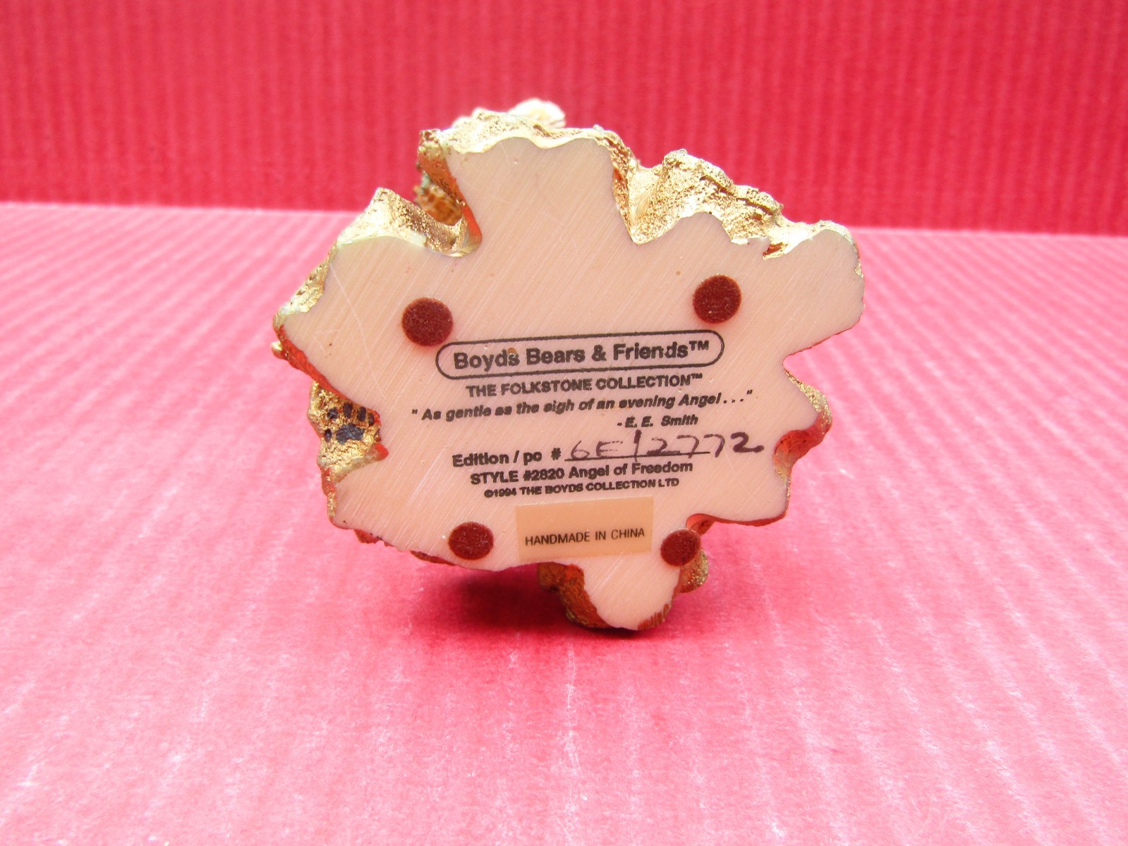 BOYDS BEARS & FRIENDS Angel Of Freedom 1994 Porcelain Resin Folkstone Collection