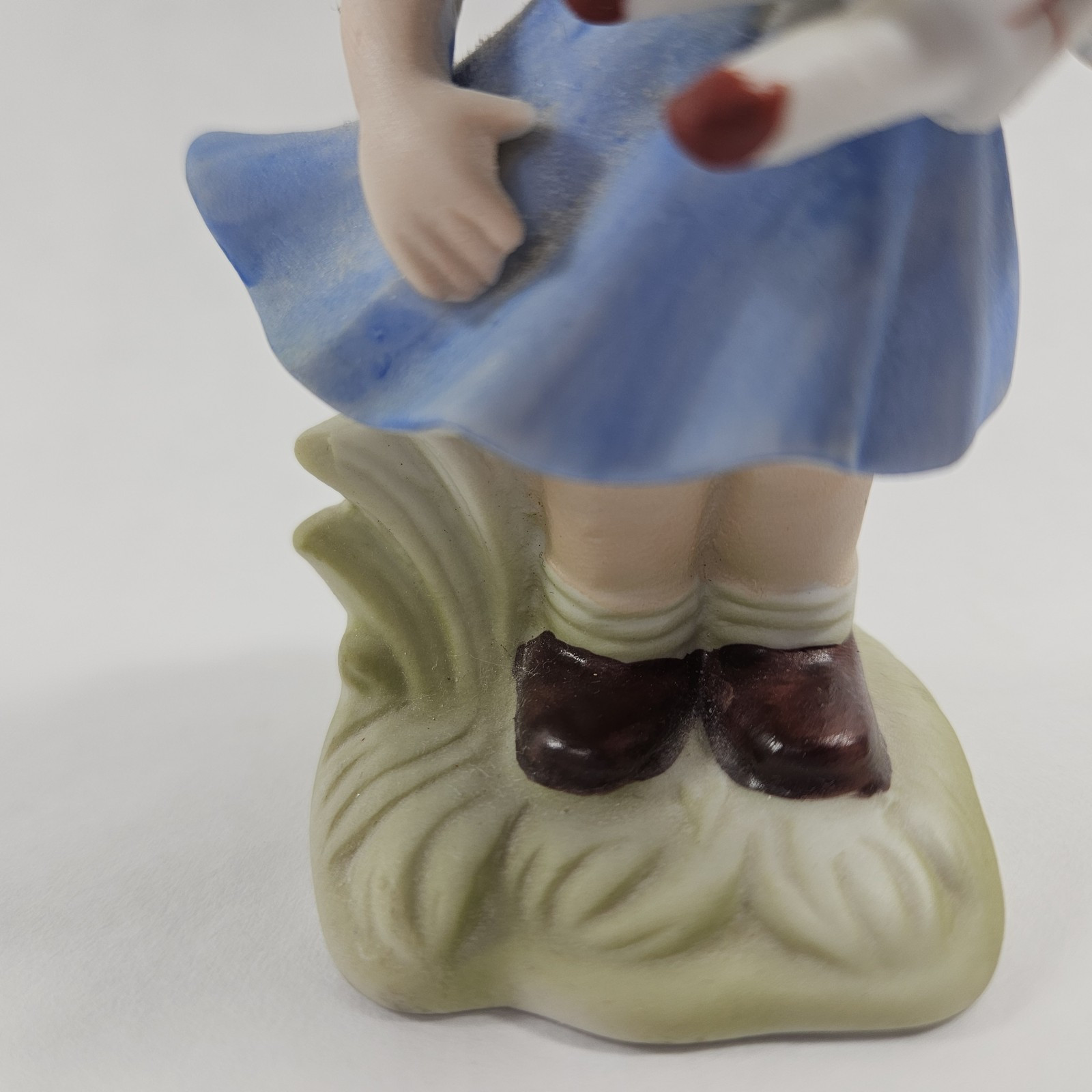 Porcelain Figurine Blond Hair Girl Blue Dress With Doll Kmart Made In Japan