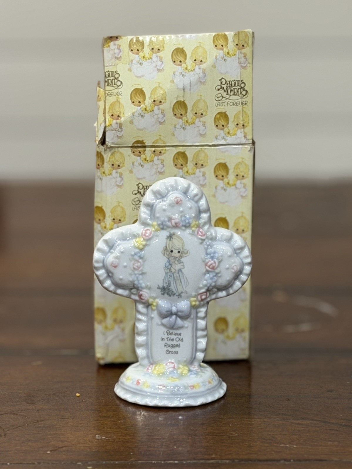 Precious Moments Porcelain Enesco Figurine Old Rugged Cross Cake Topper Baptism