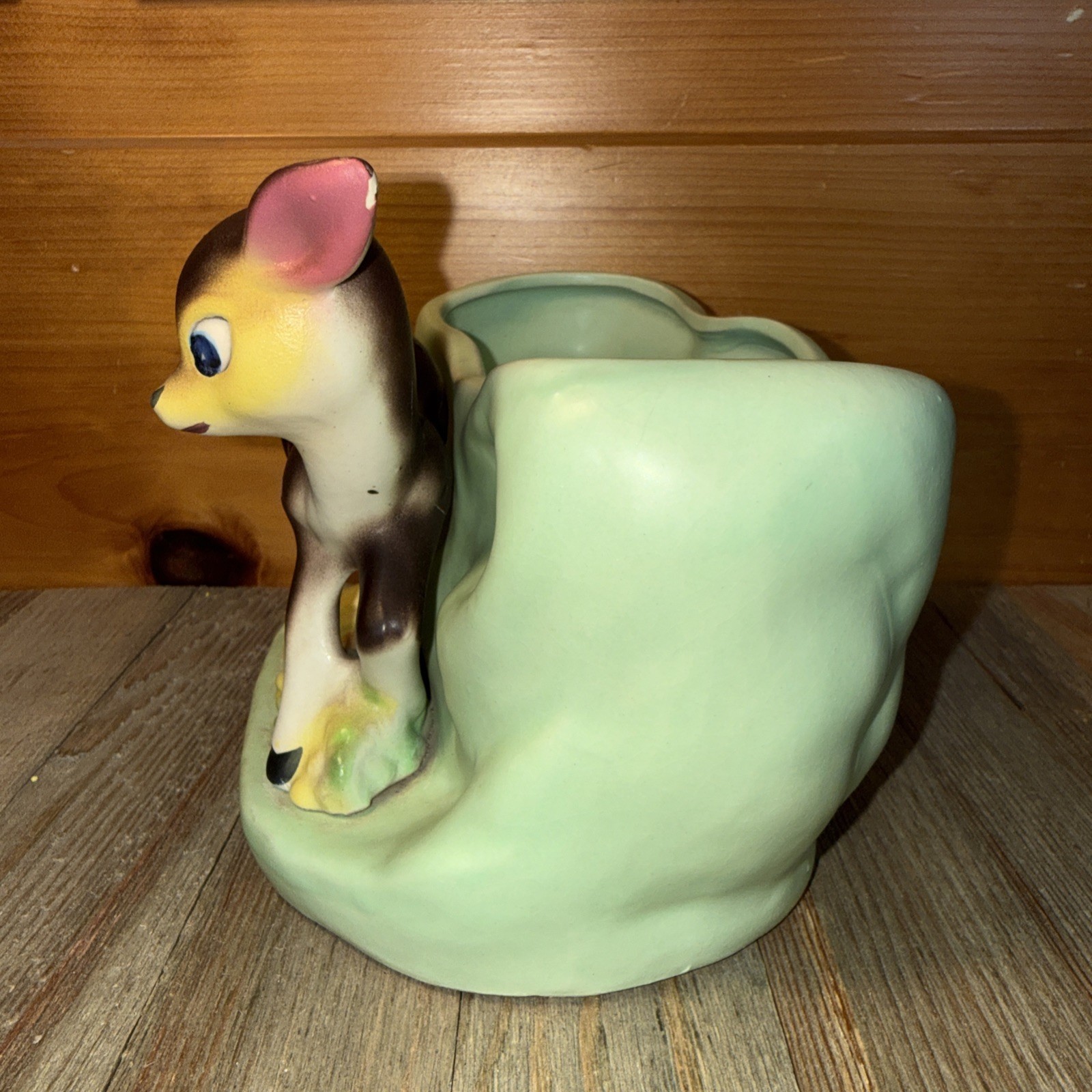Vintage Inarco Napco Deer Planter Green Bambi Inspired Fawn MCM Kitsch #FB1667