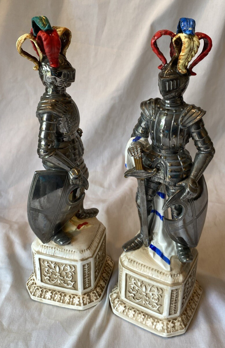 Vintage 13.5” Porcelain KNIGHTS IN SHINING ARMOR ~ Andrea By Sadek Made In Japan
