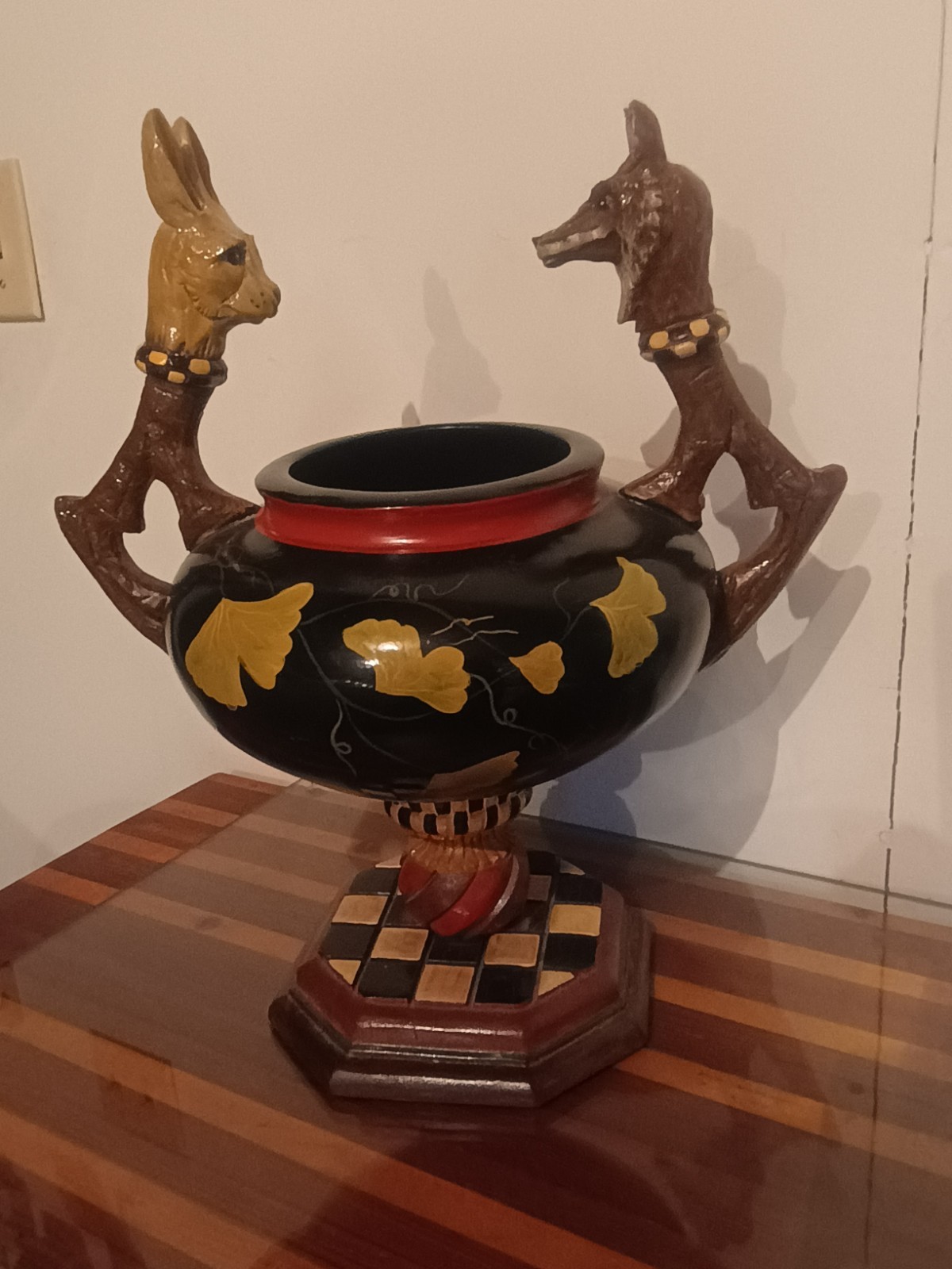 VINTAGE HOUSE OF HATTEN Peggy fairfax herrick fox and hare checkered bowl RARE