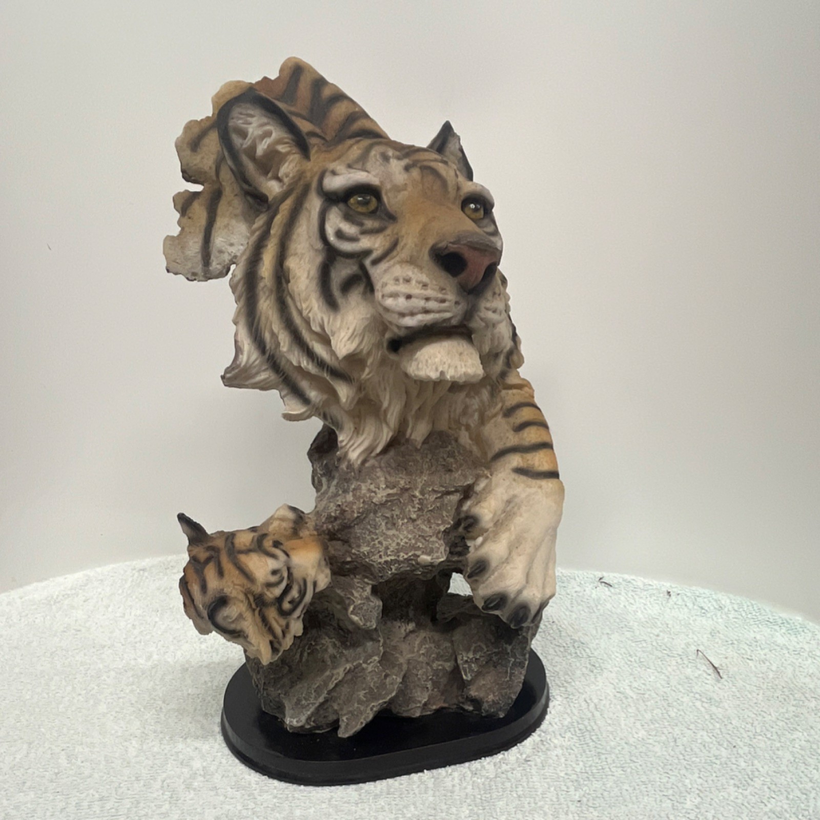 Tiger Resin Figurine Brown White Black Matte Wild Animal Sculpture for Any Room