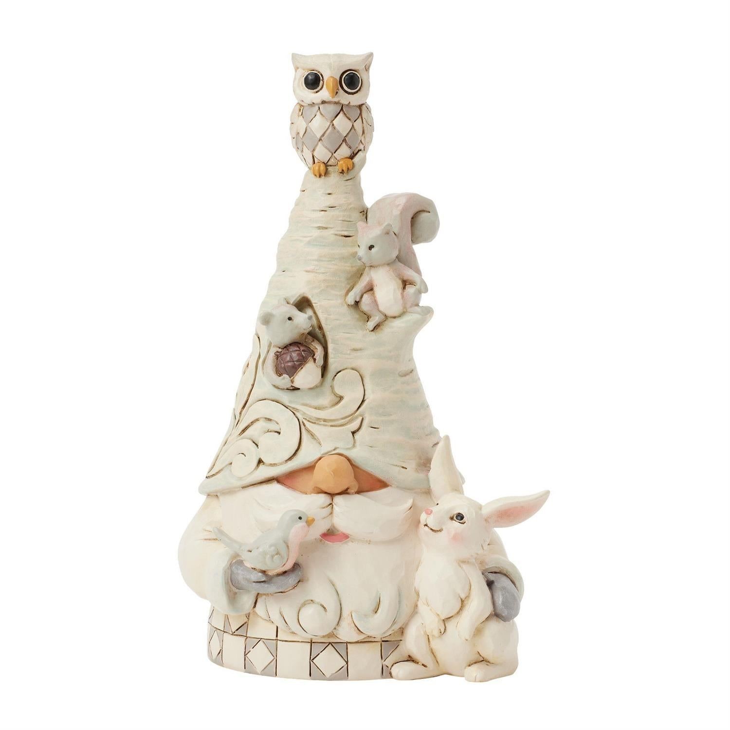 Jim Shore Heartwood Creek White Woodland Gnome with Animals Figurine 6017177