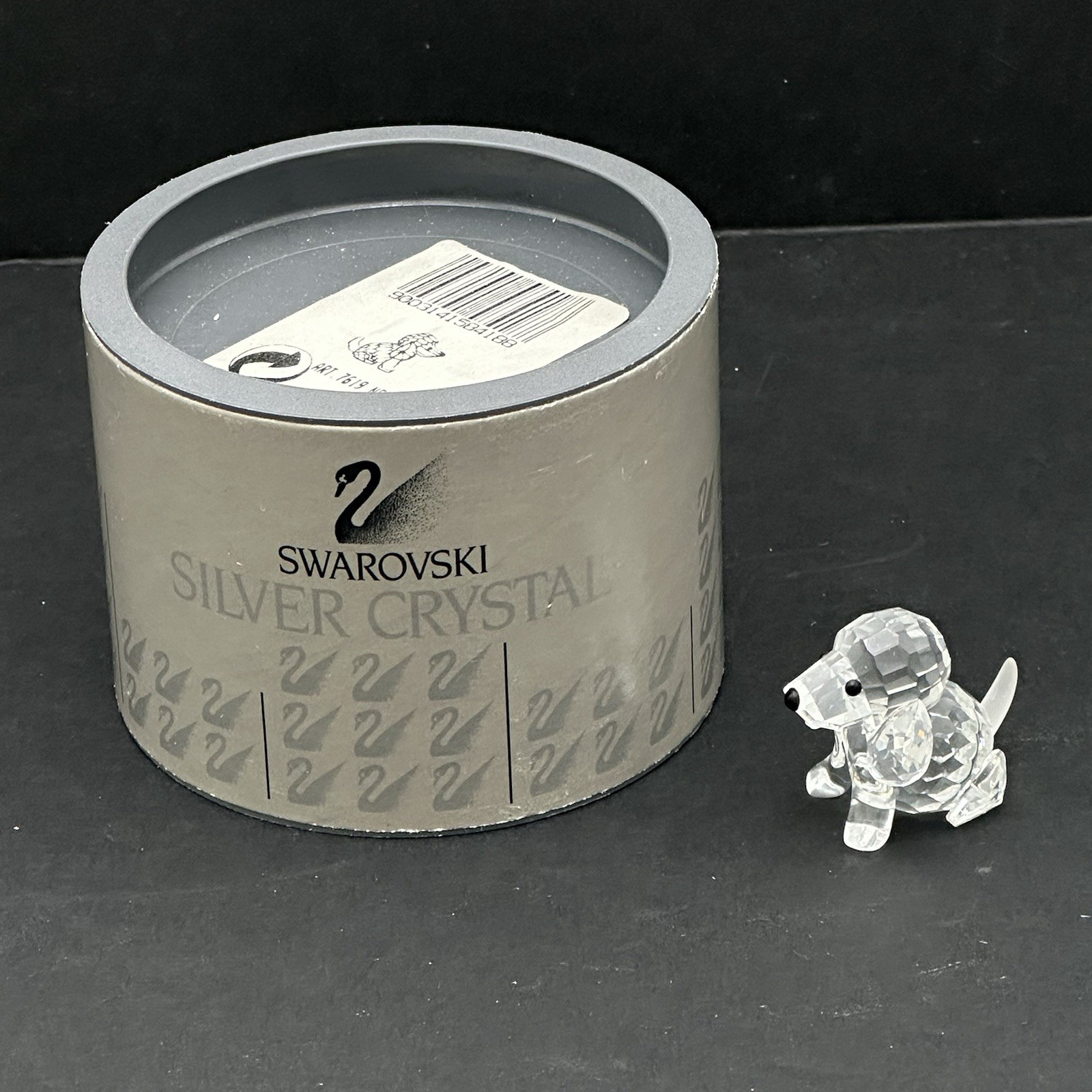 Swarovski Crystal Sitting Mini Poodle Beagle Puppy Dog Frosted Tail w/Box