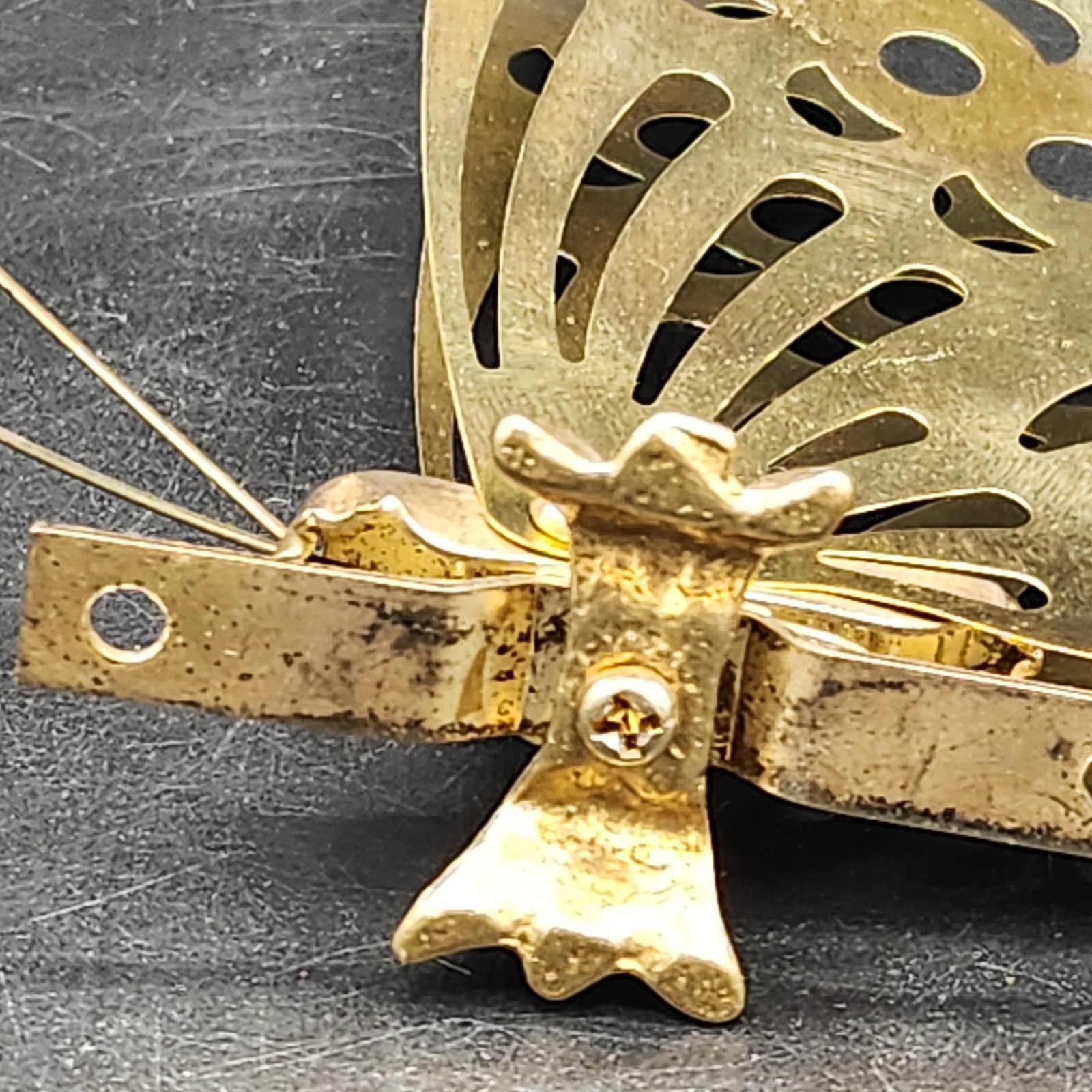 Vintage Ornate Brass Mid Century Free Standing 7.5” Butterfly Sculpture