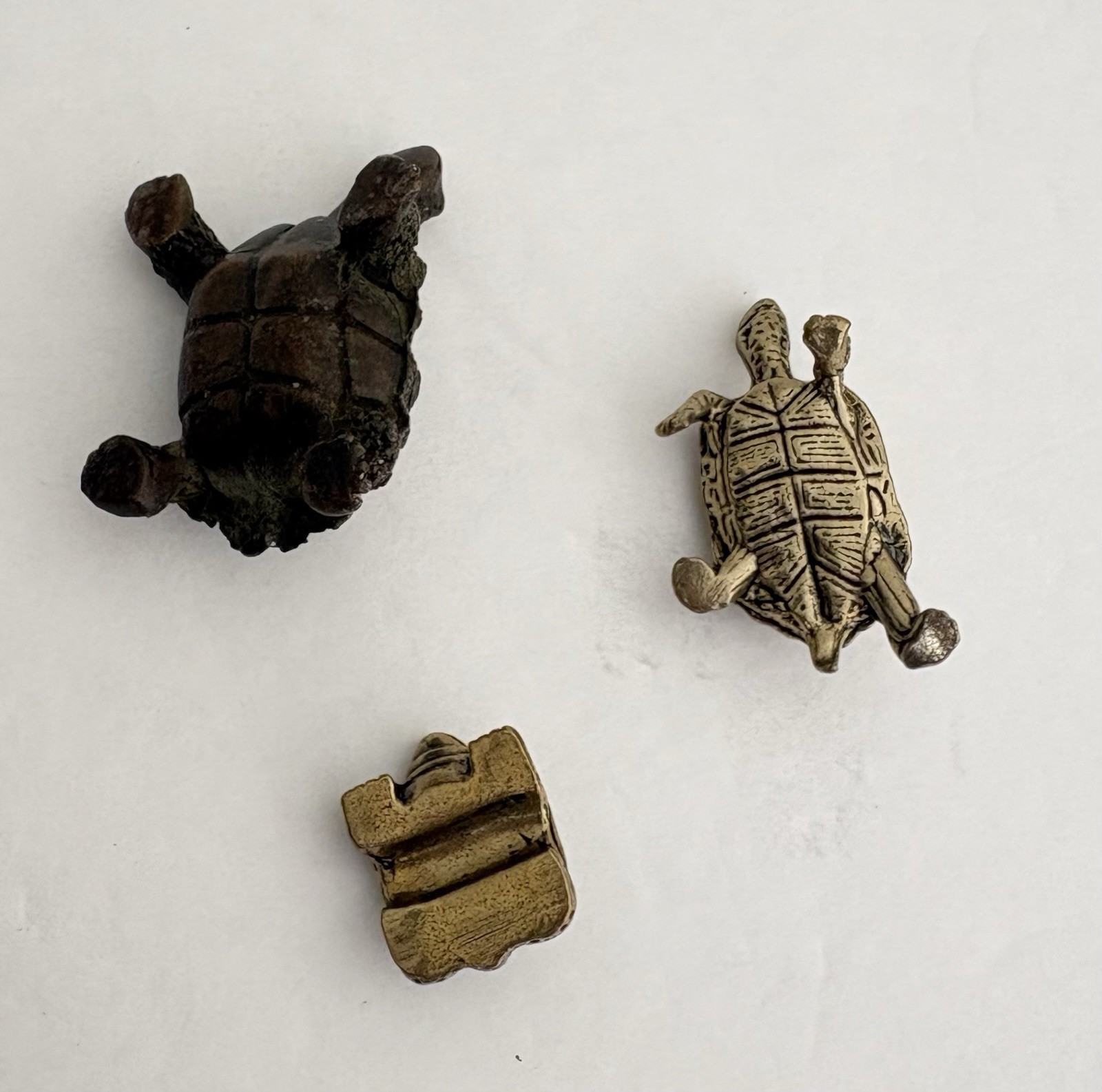 3 Pcs Assorted Vintage Solid Heavy Tortoise Turtle Mini Figurines Paperweights