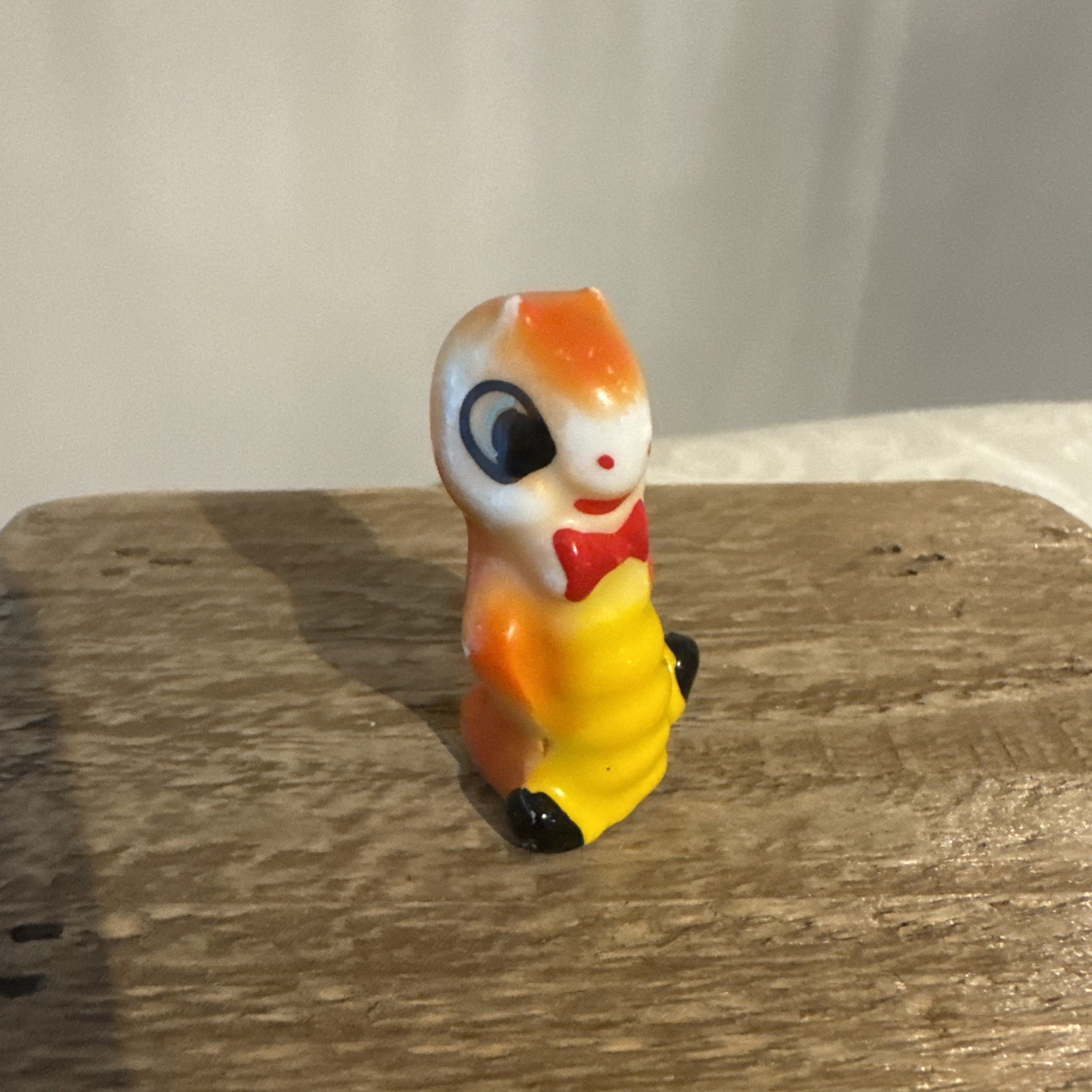 Vintage Arnart? anthropomorphic inch worm caterpillar bug red bow tie