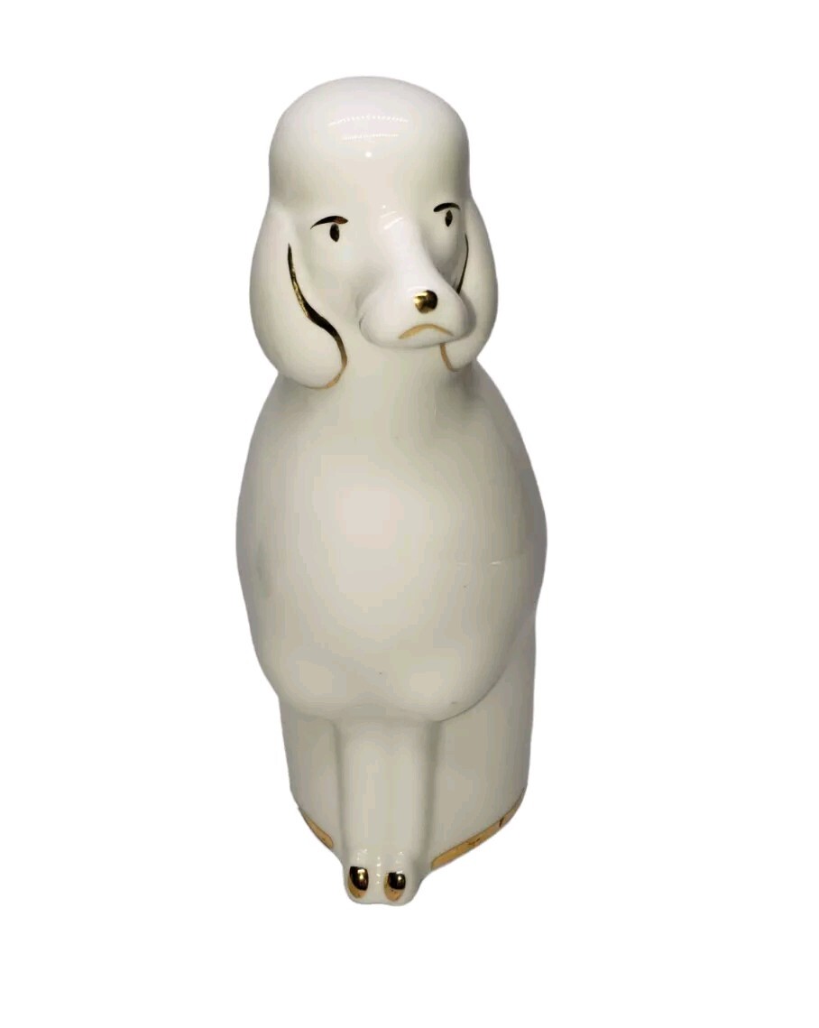 Vintage Dog Figurine Royal Vale Porcelain White Gold England