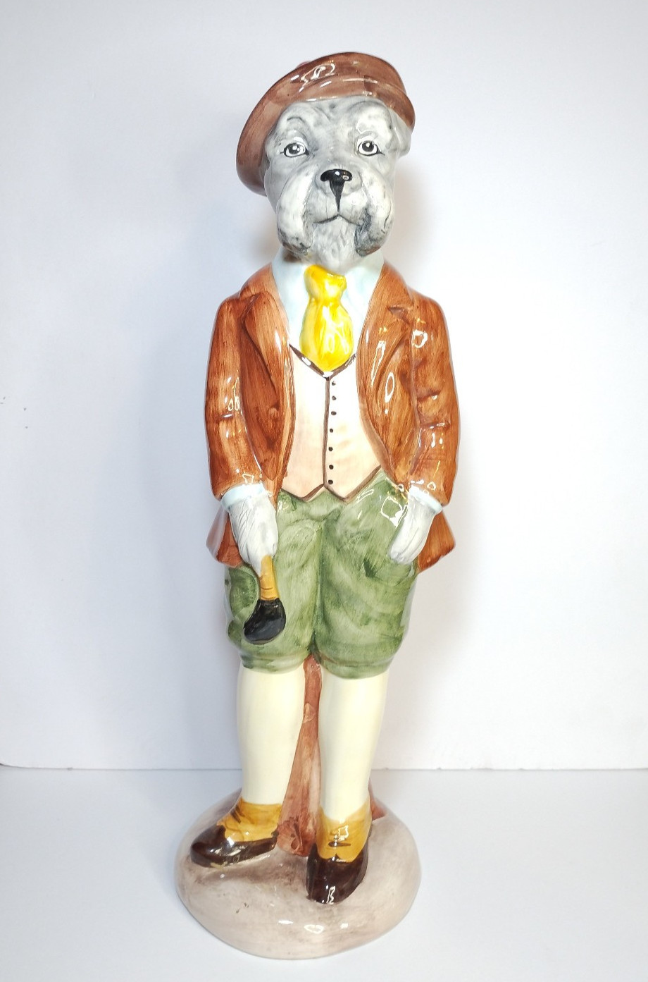 Gentleman Dog Anthropomorphic Figurine Schnauzer Golf 19” Ronzan? Italy Read