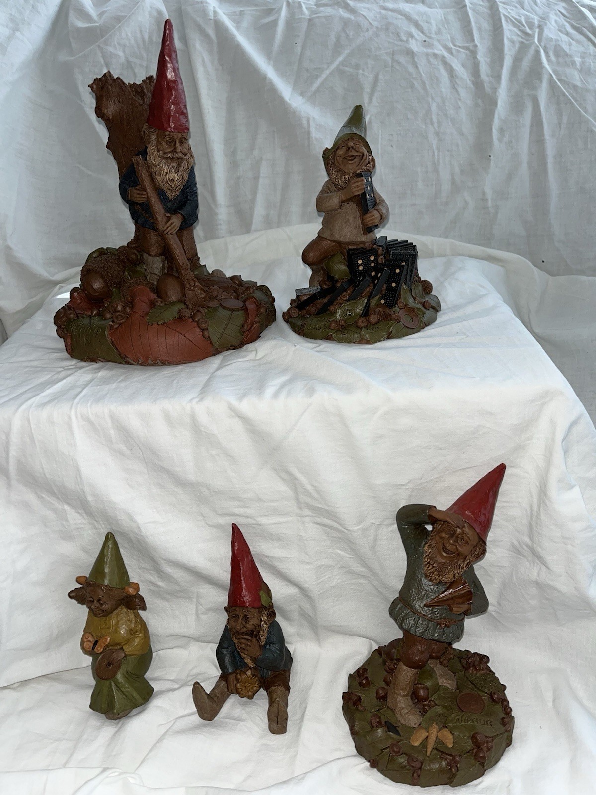 Tom Clark Gnome Lot of 5 Gnomes: Kilmer, Mugmon, Fats, Gypsy, Wilbur / Nice