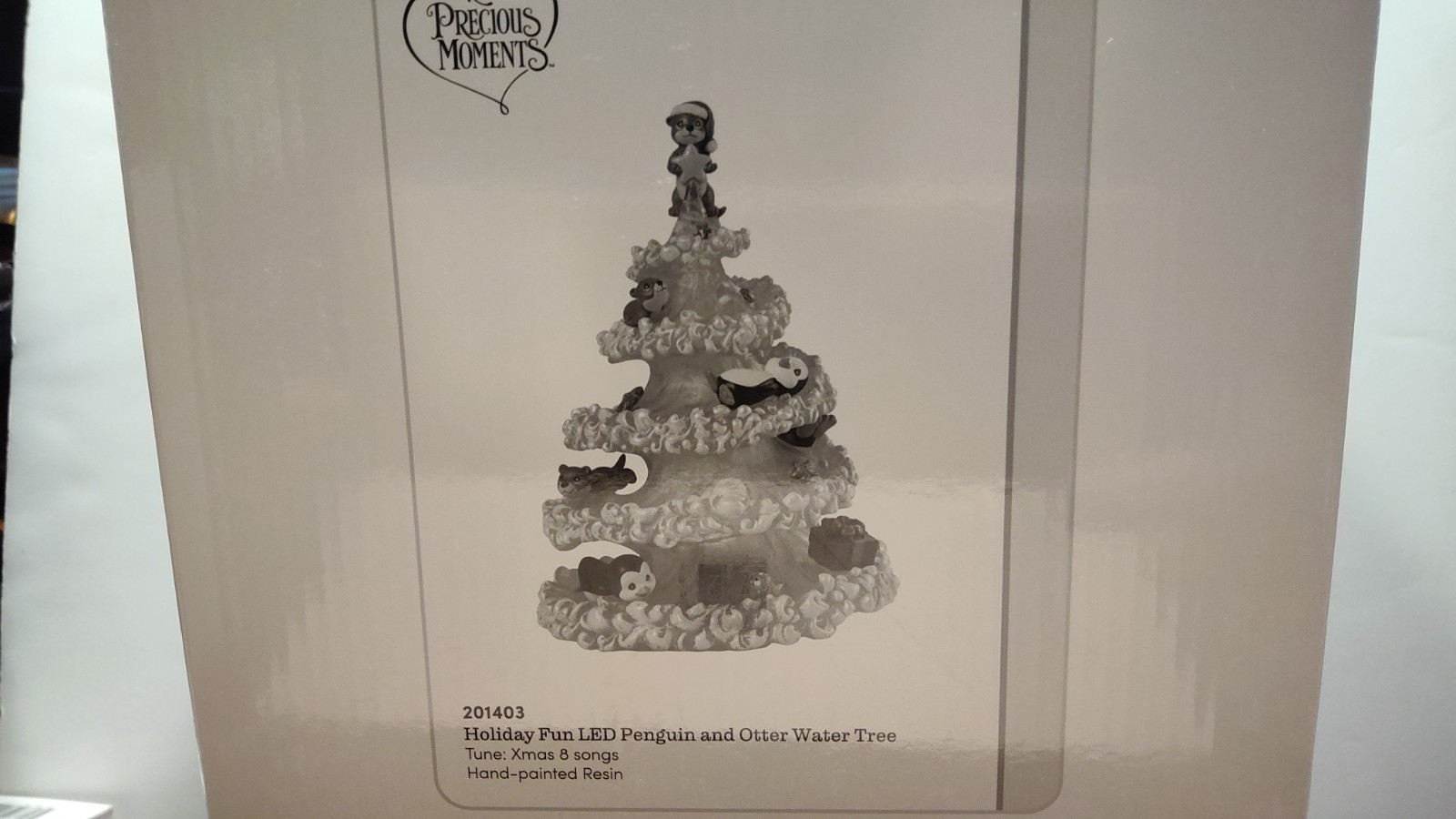 Precious Moments Holiday Fun LED Penguin & Otter Water Tree 201403 NIB