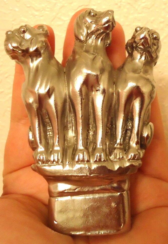 Vintage Handmade Metal Silver 3 Dogs Figurine Size-4×3 in