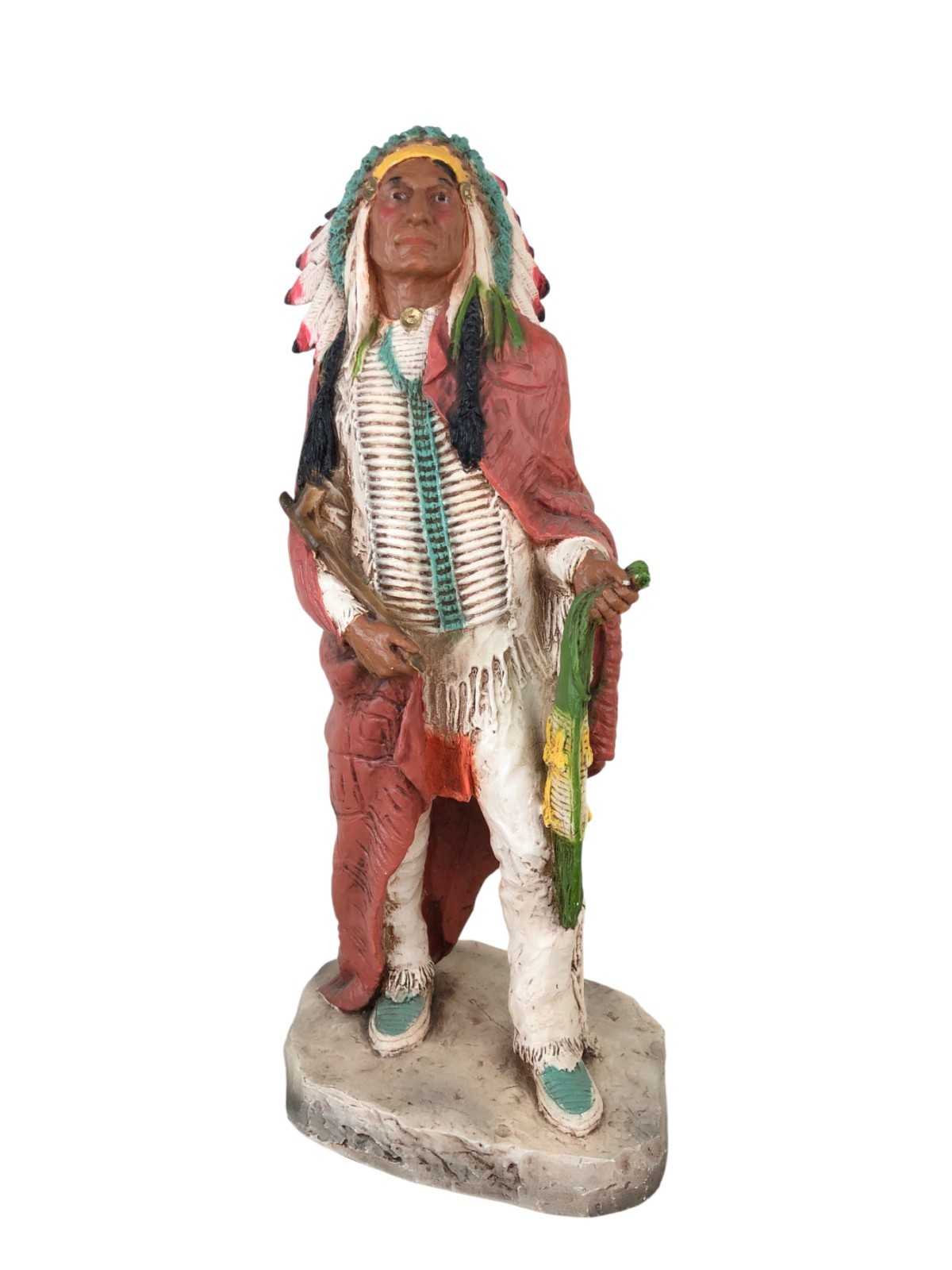 Vtg Universal Statuary Signed C. Pardell 20″ Native American Man in War Bonnet
