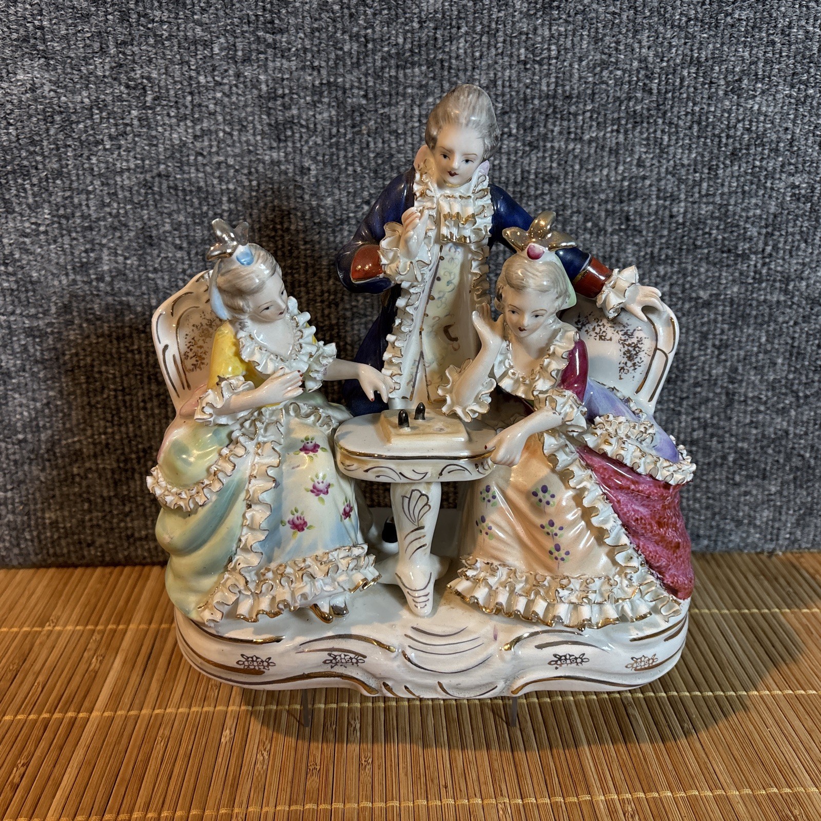 Vtg~Porcelain Courtly Scene~18th Century Style~READ