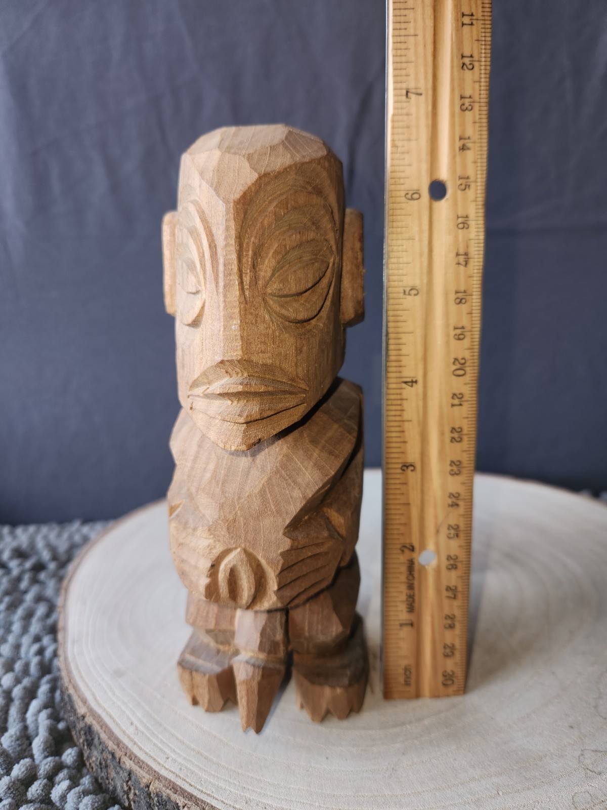 Authentic Cook Islands Tangaroa Fertility Tiki Tekowood Handmade Wood Sculpture