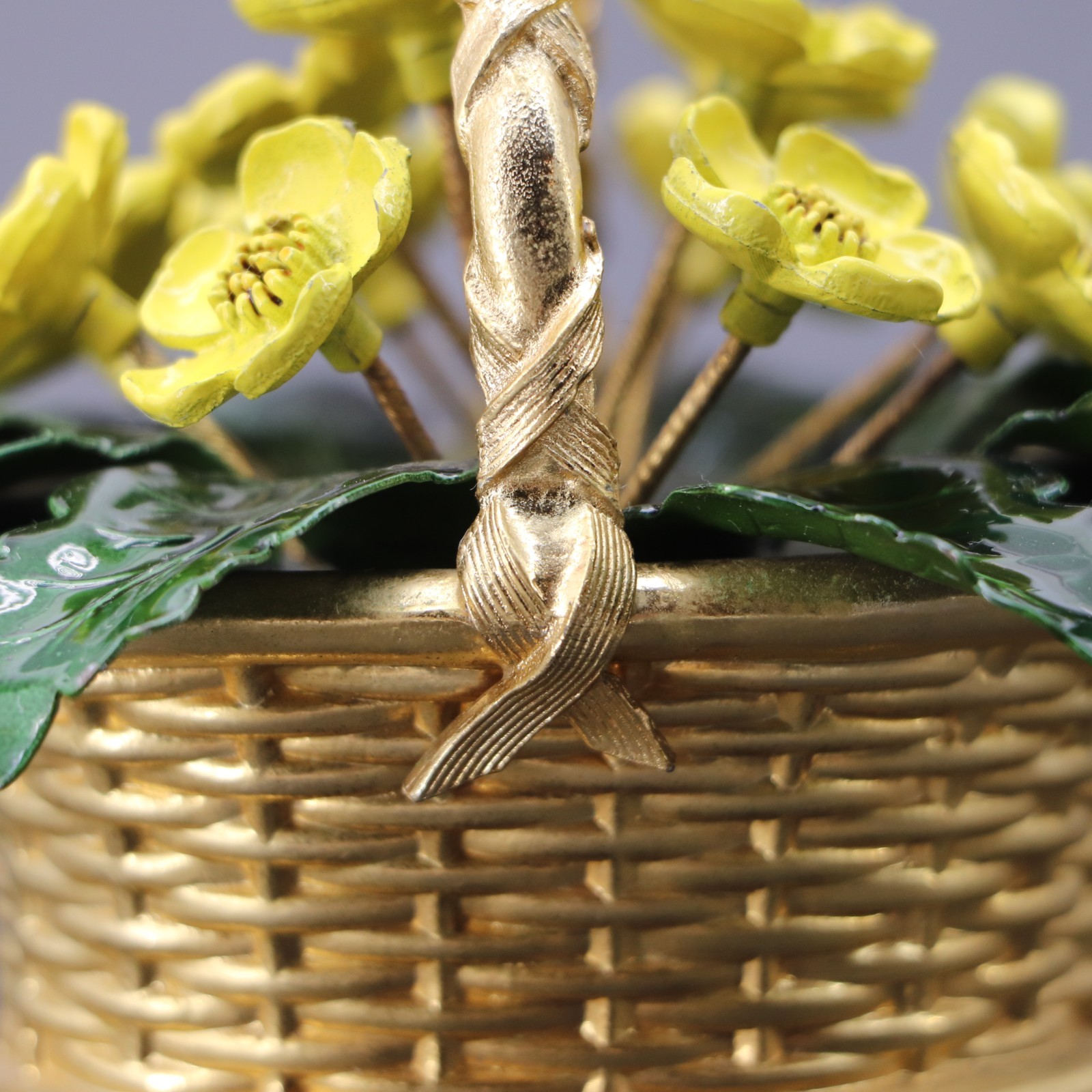 Vtg Gorham Jane Hutcheson Metal Enamel Painted Flower Basket
