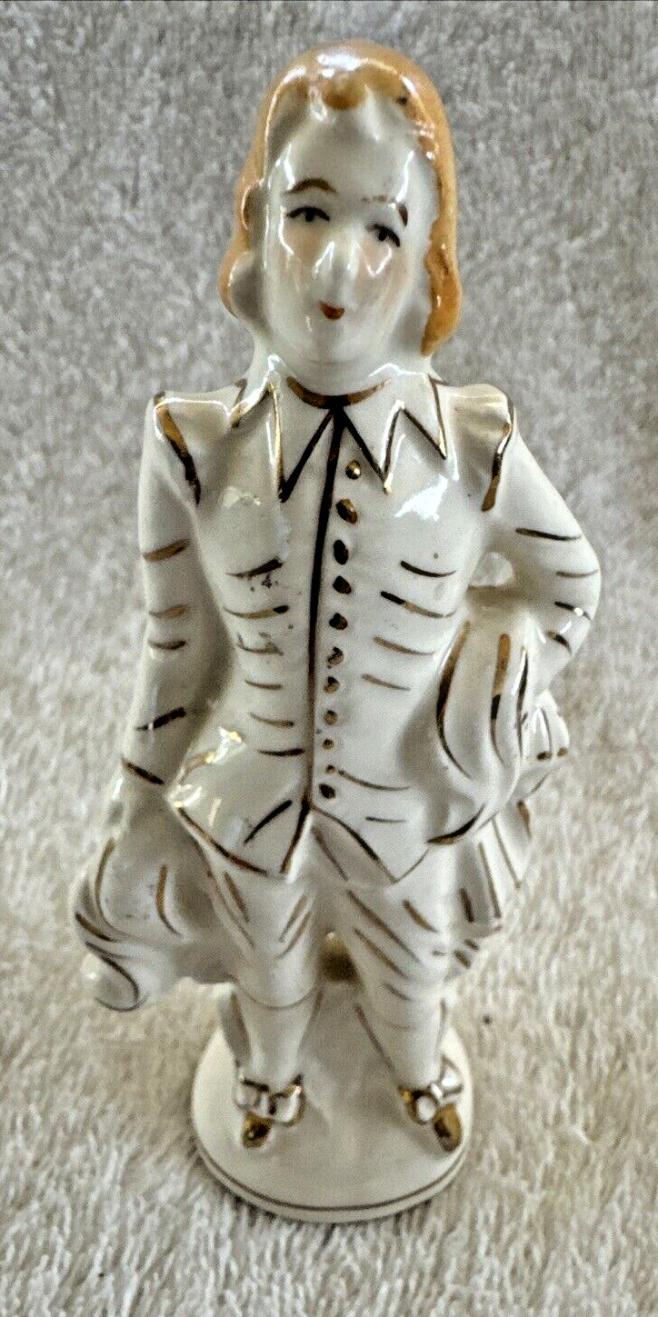 MADE IN OCCUPIED JAPAN COLONIAL White Gold Porcelain Figurine Vintage 5″