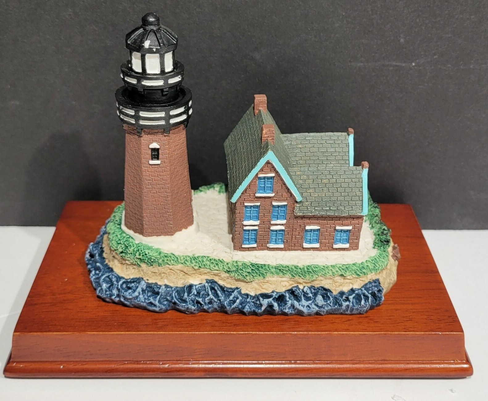Block Island Rhode Island Coast Lighthouse Miniature Sculpture Cherry Wood