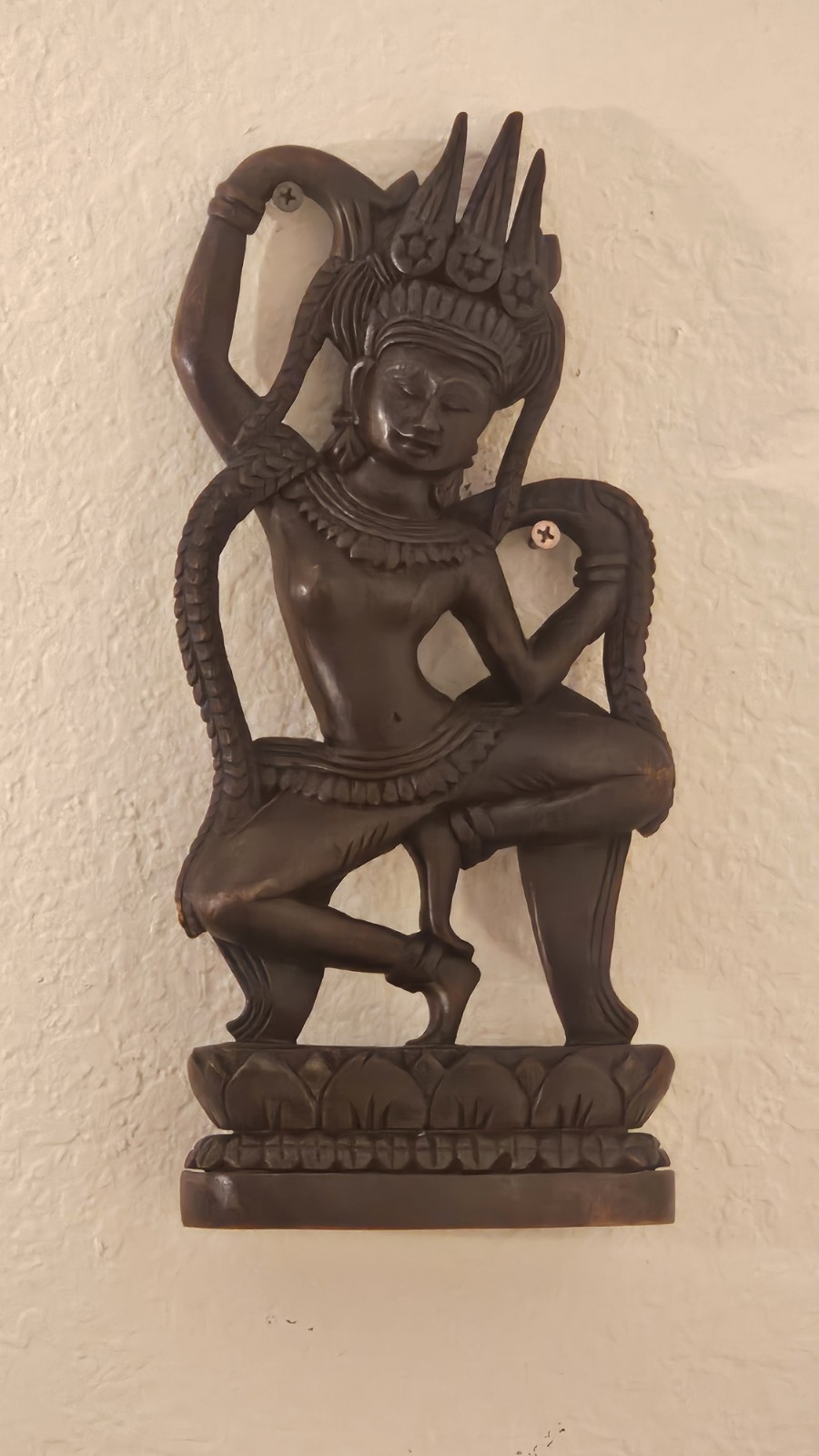 Teakwood Cambodian Apsara Celestial Spiritual Dancer 20th Century Khmer Regime