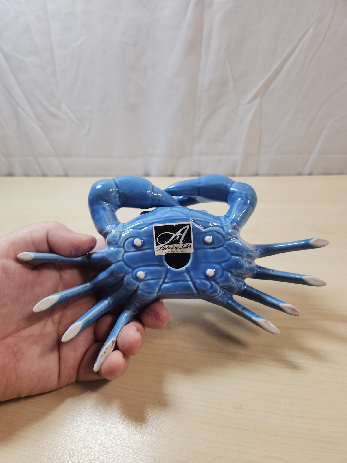 Andrea By Sadek Porcelain Blue Crab Beach Figurine Nautical Ocean Ceramic_AP