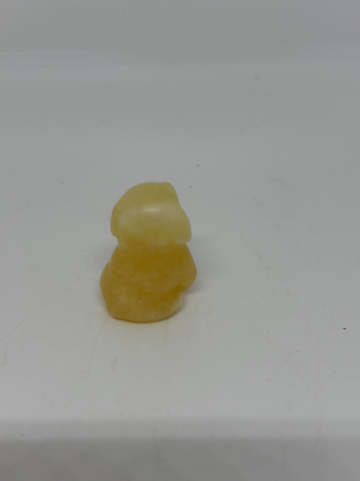 VTG Carved Stone Dog Figurine Abstract Yellow Mini Puppy Statue Collectible