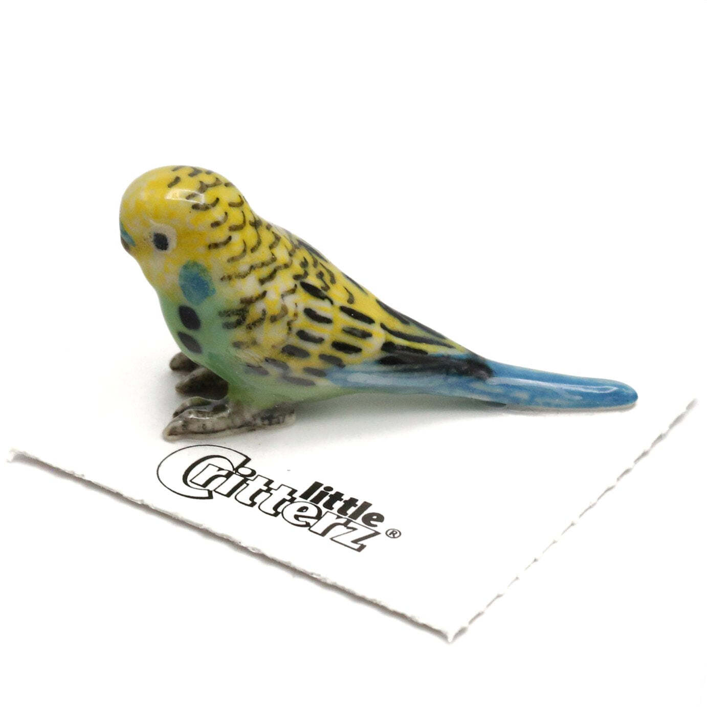 Little Critterz Parrot – Green Parakeet “Mojito” – Miniature Porcelain Figurine