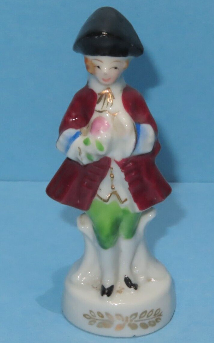Vintage Porcelain Figurine Man w/ Red Coat Occupied Japan 4″