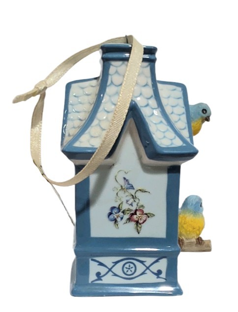 Bradford Editions 2 Heirloom Porcelain Bird Houses w Labels