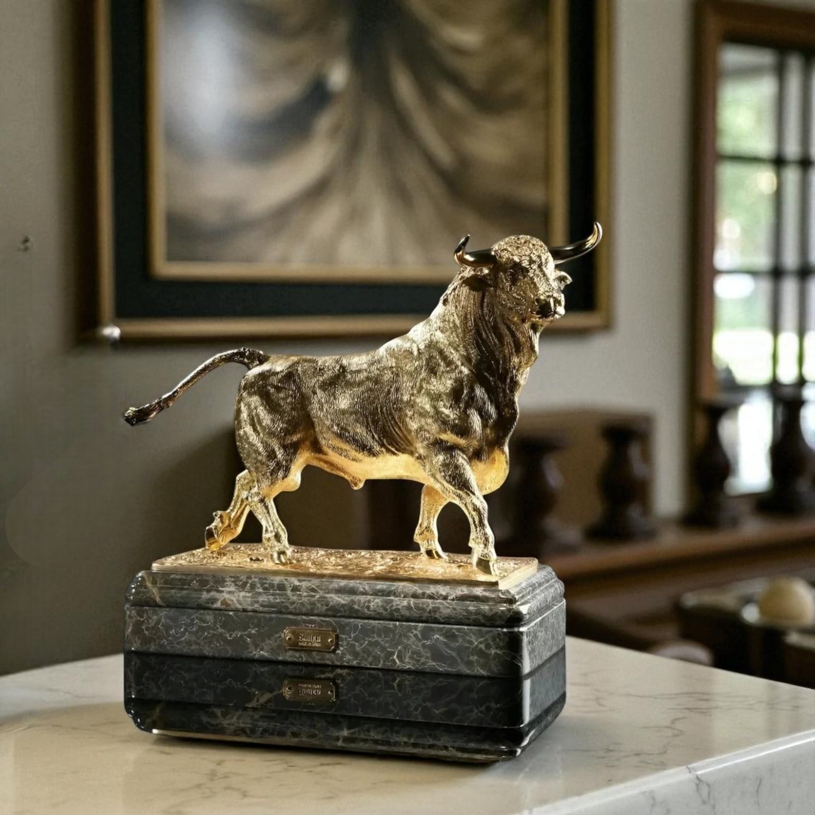 ​Soher Spanish Bull Golden Bronze Sculpture – 24K Gold Plated | Made in Spain