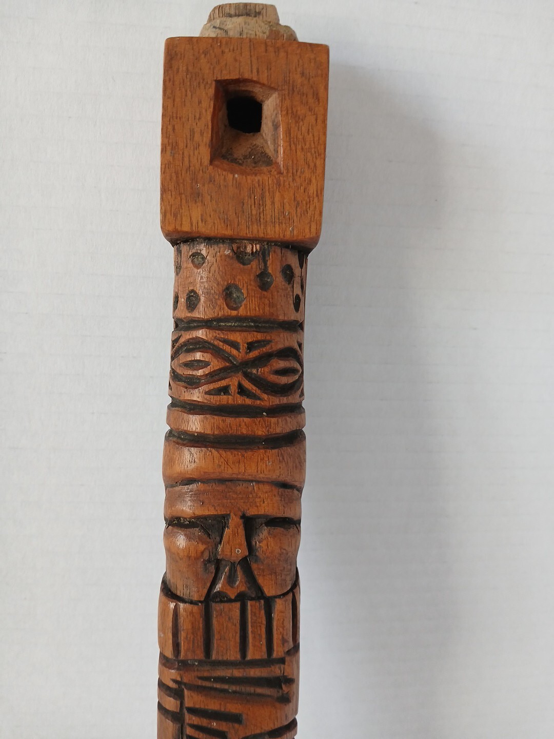 Vintage Bolivian Wood Carved Functional Flute Mid Century Modern 19in