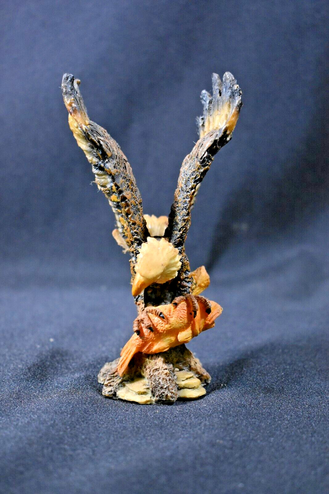 Vintage Hand-painted Resin Eagle w/ Fish Figurine 5 1/2 inches tall