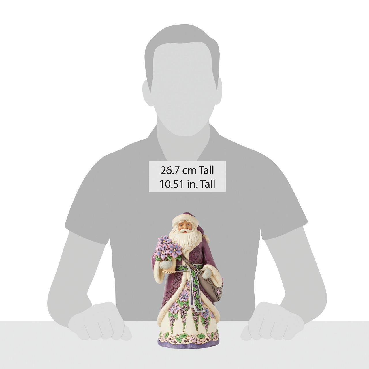 Jim Shore Heartwood Creek Purple Santa Holding Poinsettias Figurine 6017004