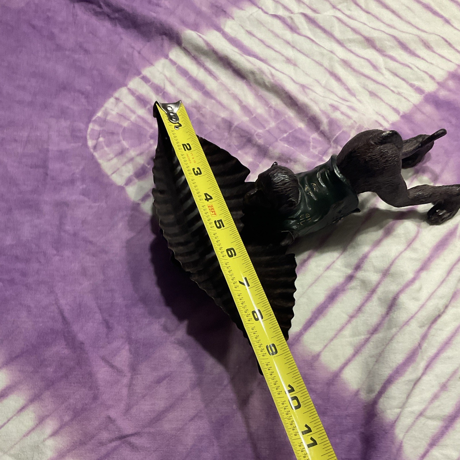 Black & Green Gargoyle Winged Figurine, Matte Plastic, 11 in Wide