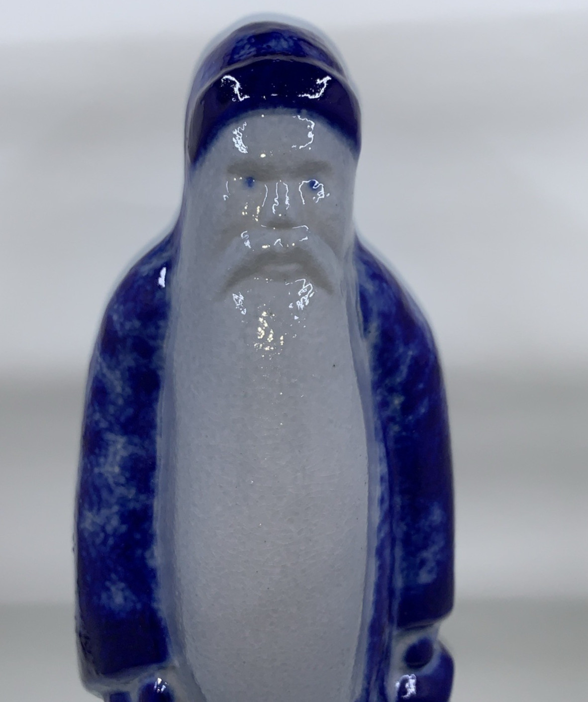 Eldreth Pottery Salt Glazed Santa Lantern Cobalt Blue Folk Art Stoneware 1992
