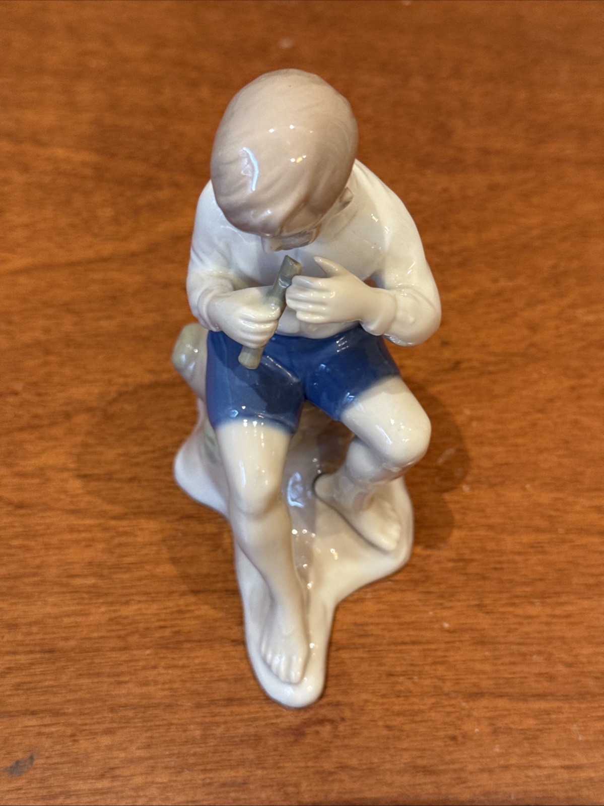Vtg Hand Painted 1859 Carl Schneider Erben Pottery Flute Player Boy Figurine